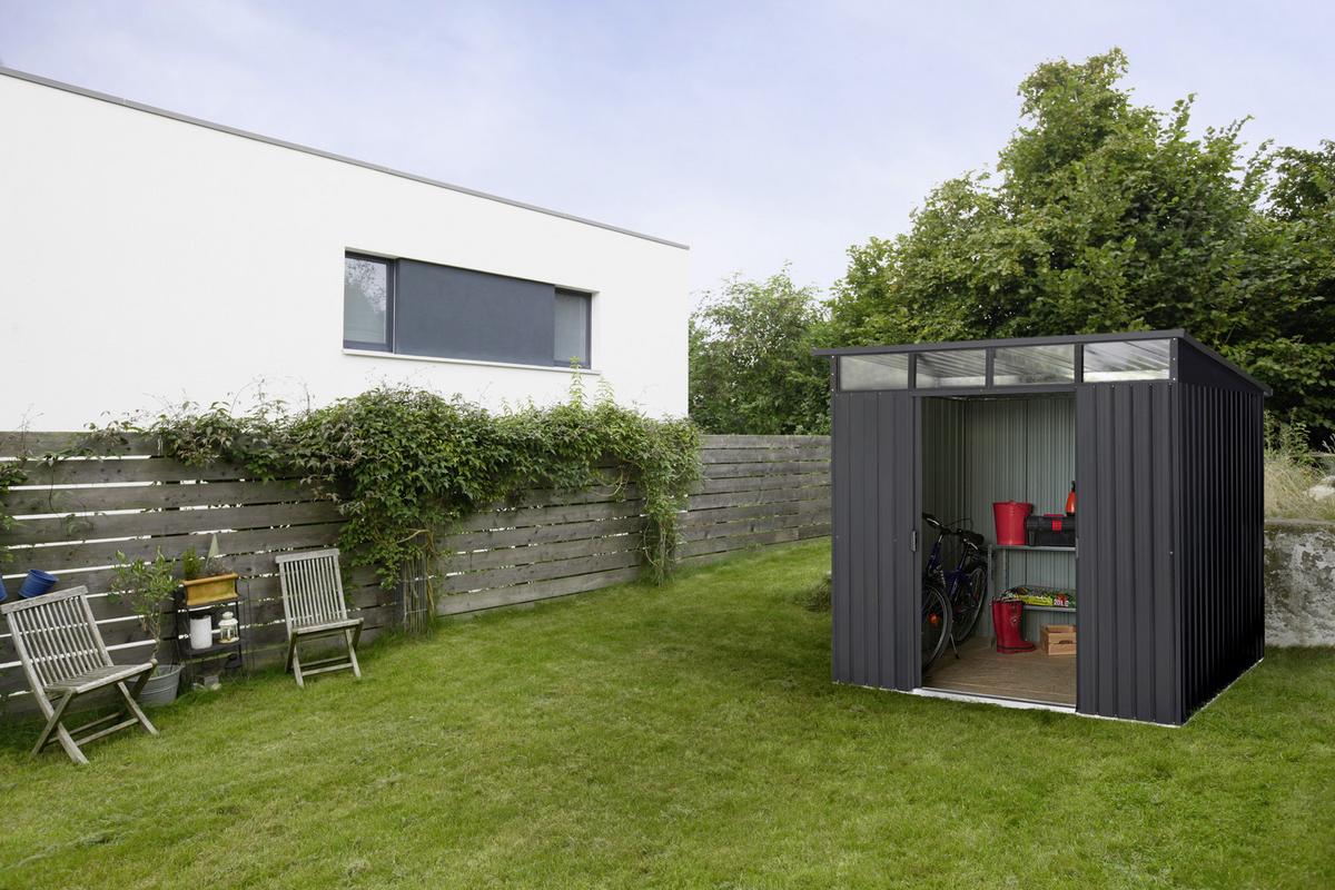Gerätehaus Ohne Boden 238x203x278 - Anthrazit, Basics, Metall (238/203/278cm)