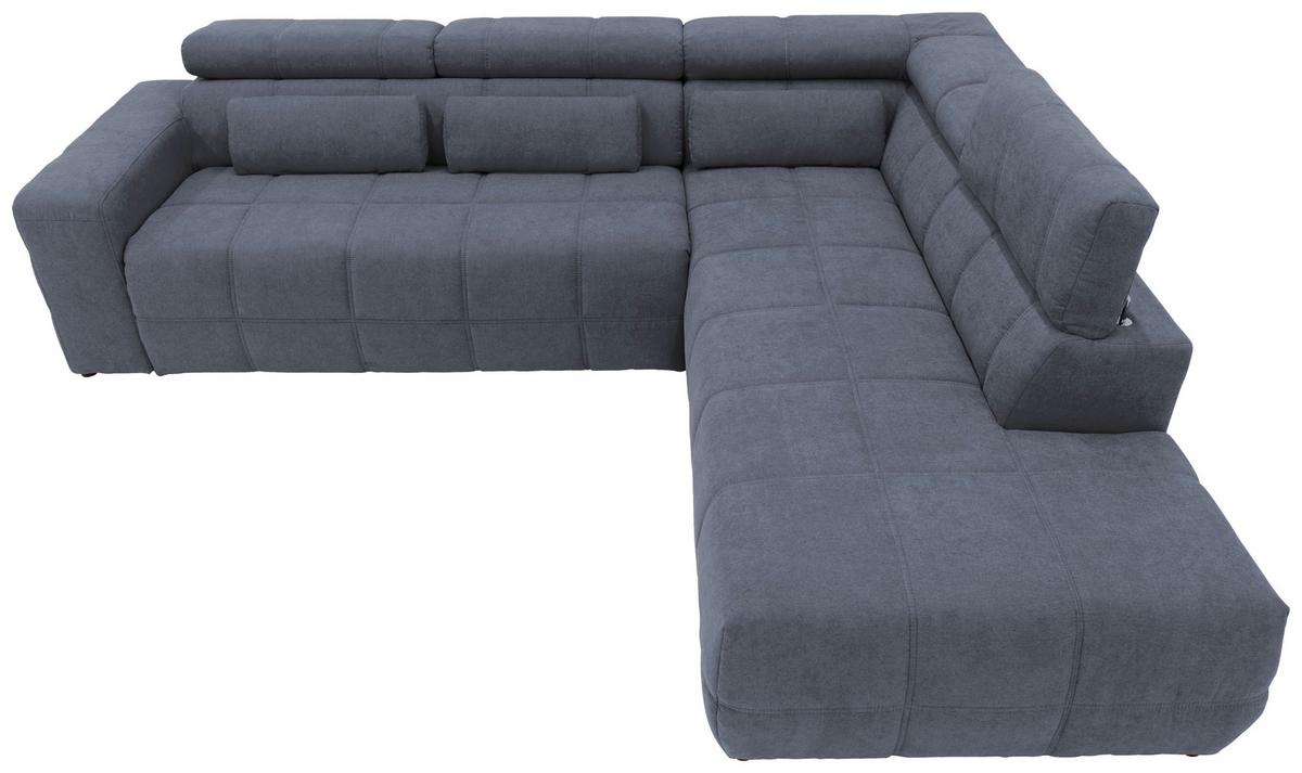 Ecksofa +  Kopfteilverstellung Brandon Dunkelgrau Mikrofaser - Dunkelgrau/Schwarz, Design, Textil (275/228cm) - MID.YOU