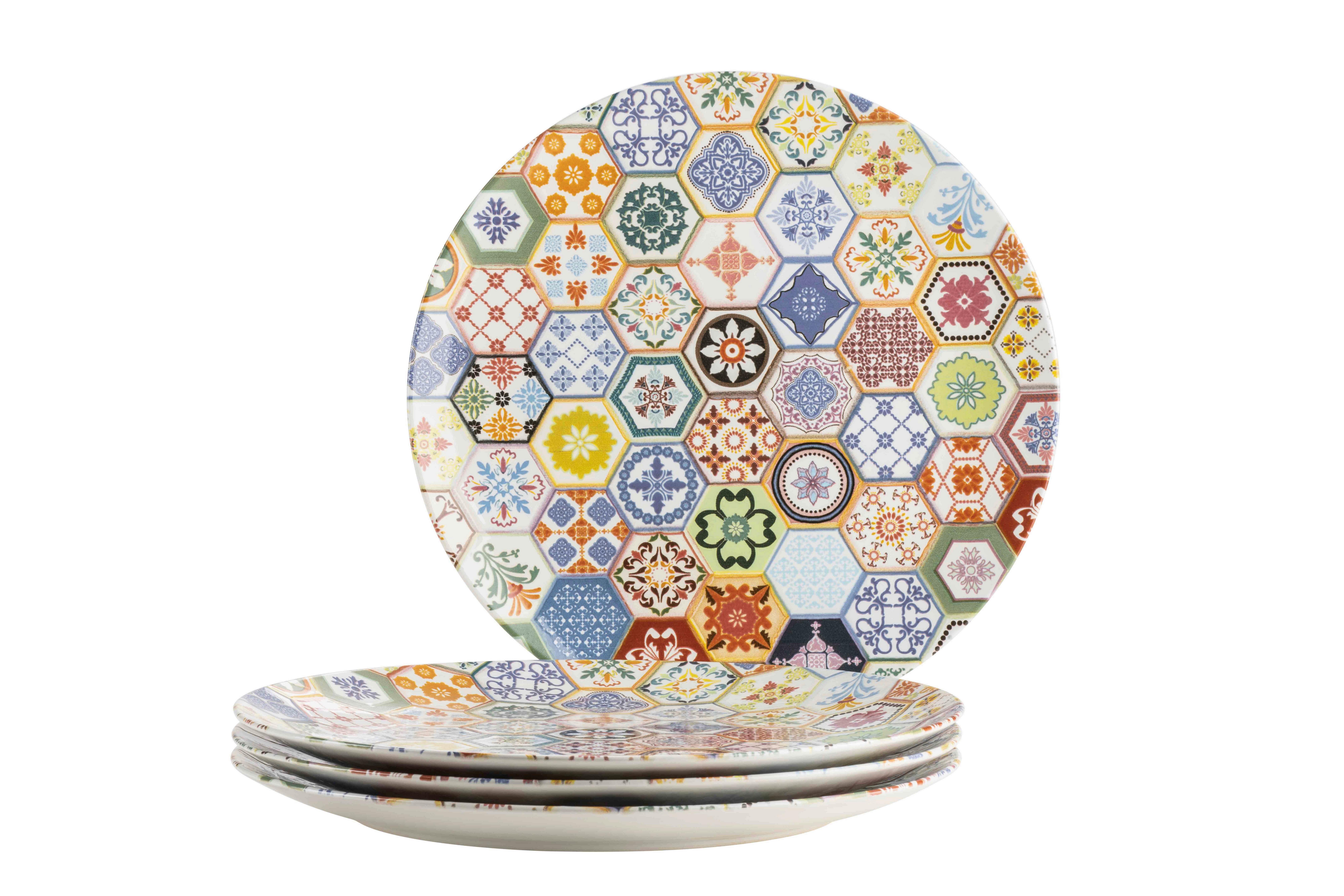 Tellerset Amarante Steinzeug 4-Tlg. D: 33 Cm - Multicolor, Basics, Keramik - Mäser