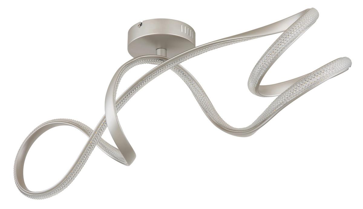 LED-DECKENLEUCHTE 67341DN SWIRL - Klar/Nickelfarben, Design, Kunststoff/Metall (90,8/28/33cm) - Globo
