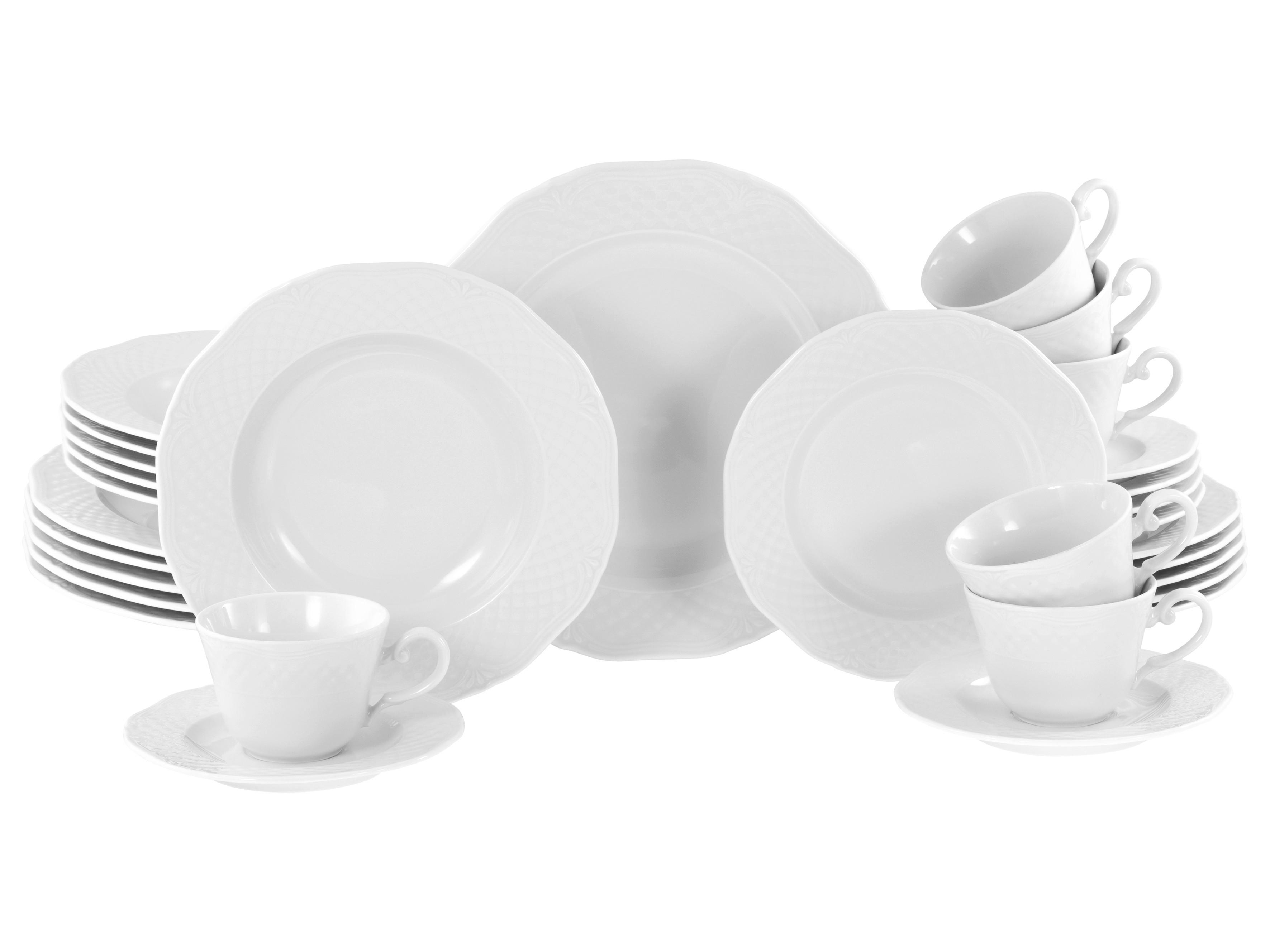 Kombiservice Arianne 30-tlg Keramik, Weiß - Weiß, Basics, Keramik - Creatable
