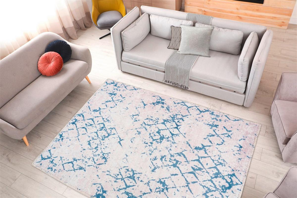 FLACHWEBETEPPICH Blau/Weiß - Blau/Weiß, KONVENTIONELL, Textil (120/180cm) - Kayoom