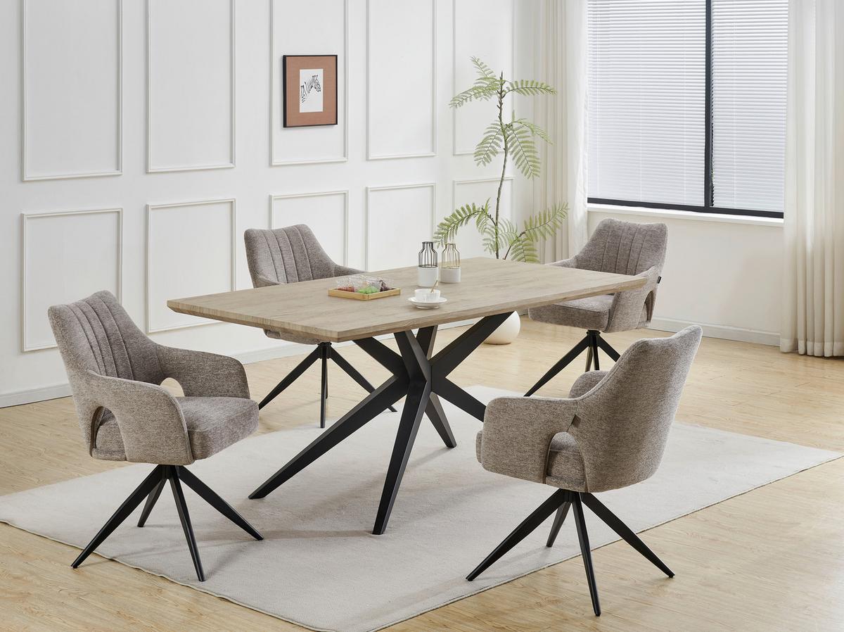 Armlehnstuhl Flow Taupe B: 57,5 cm - Taupe/Schwarz, MODERN, Holz/Textil (57,5/85/62cm) - Livetastic
