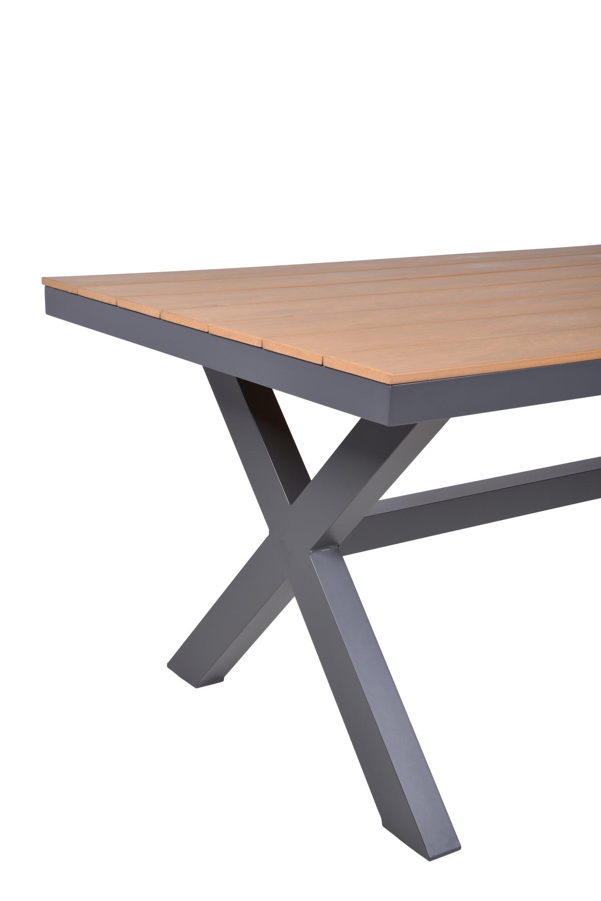 Gartentisch Silea - Anthrazit/Braun, Basics, Kunststoff/Metall (173/93,5/75cm) - Gardenson