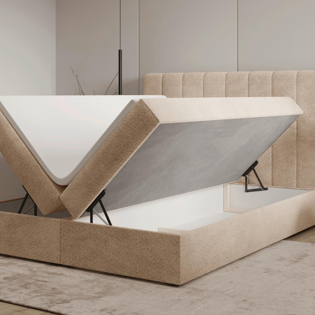 Boxbett Paris Lf: 160x200 Beige - Beige/Schwarz, MODERN, Holz/Kunststoff (160/200cm) - MID.YOU