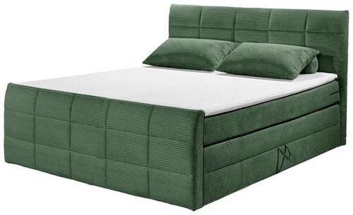 Boxspringbett Bolivia 6 - Schwarz/Olivgrün, MODERN, Holzwerkstoff/Textil (180/200cm) - MID.YOU