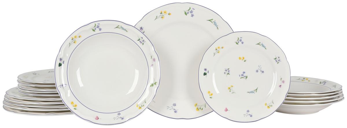 Jídelní souprava 18-dílná - vícebarevná, Romantický / Rustikální, keramika - Mömax