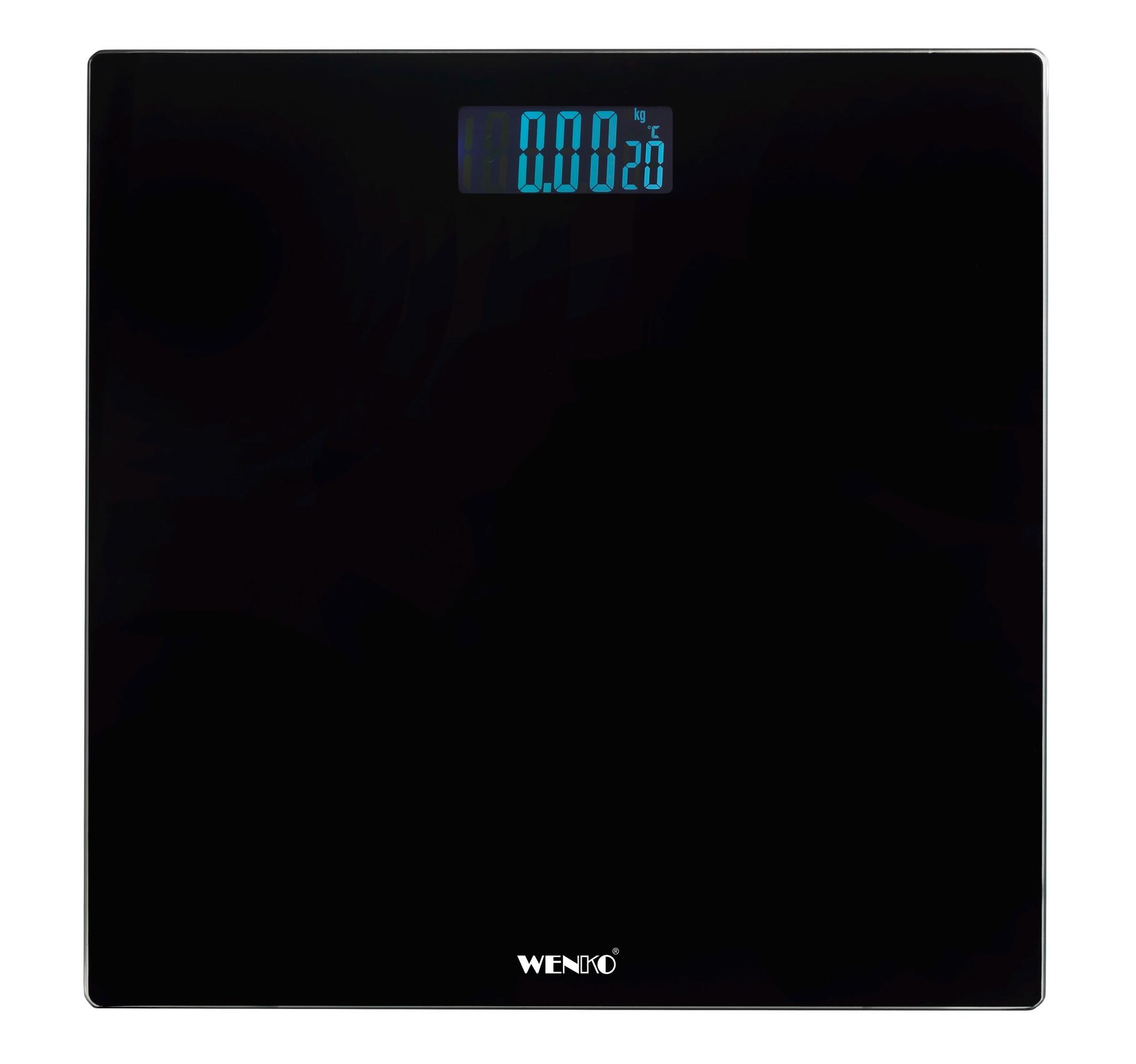 Personenwaage Digital Bis 180 Kg - Schwarz, KONVENTIONELL, Glas/Kunststoff (28/2,2/28cm) - Wenko