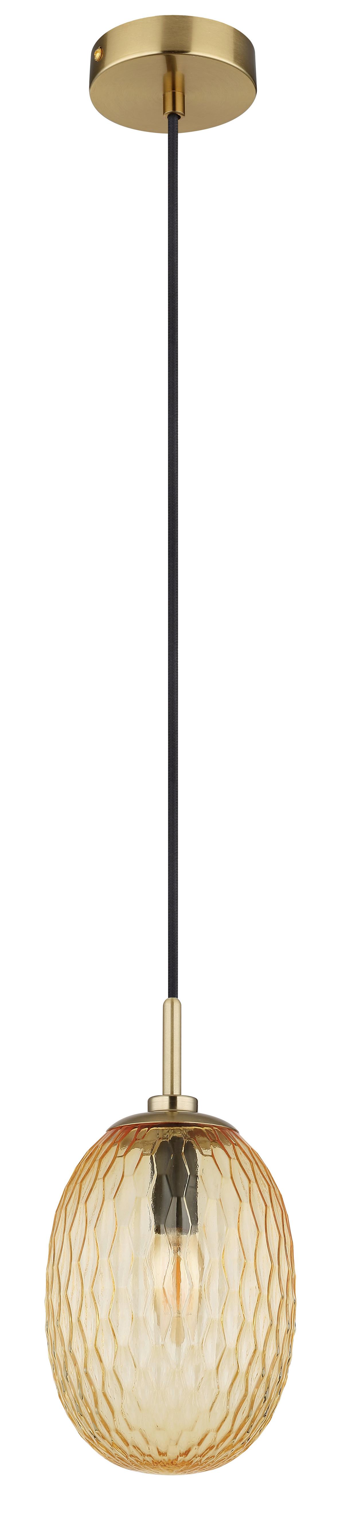 Hängeleuchte 15899h - Goldfarben/Schwarz, Basics, Glas/Textil (15/120cm) - Globo
