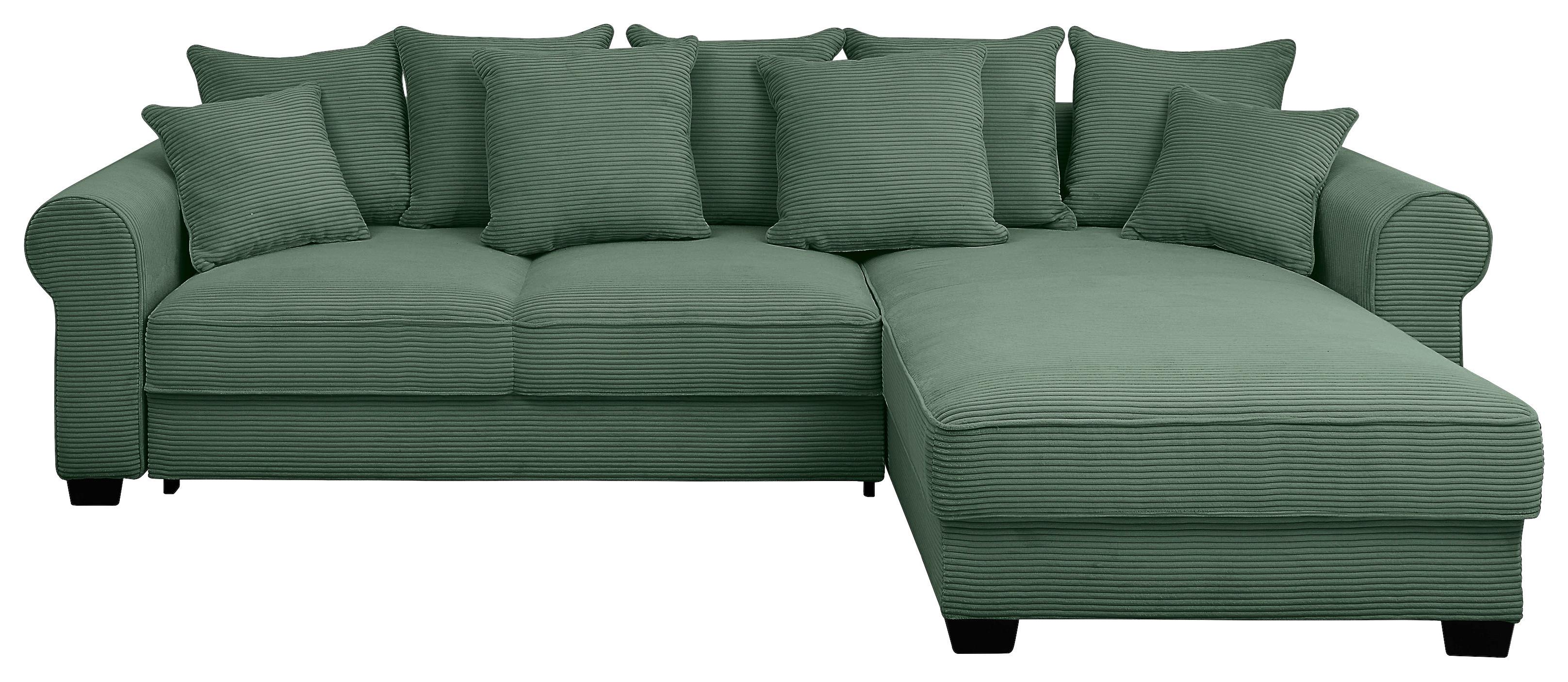 Ecksofa Maureen Dunkelgrün S:318x197cm - Dunkelgrün/Schwarz, KONVENTIONELL, Textil (318/197cm) - MID.YOU