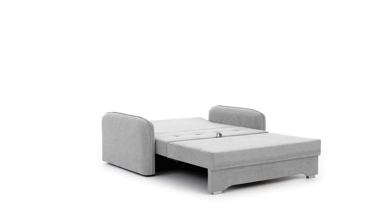 Schlafsofa Laine Hellgrau, B: 155 cm - Silberfarben/Hellgrau, Design, Textil (155/105/75cm) - MID.YOU