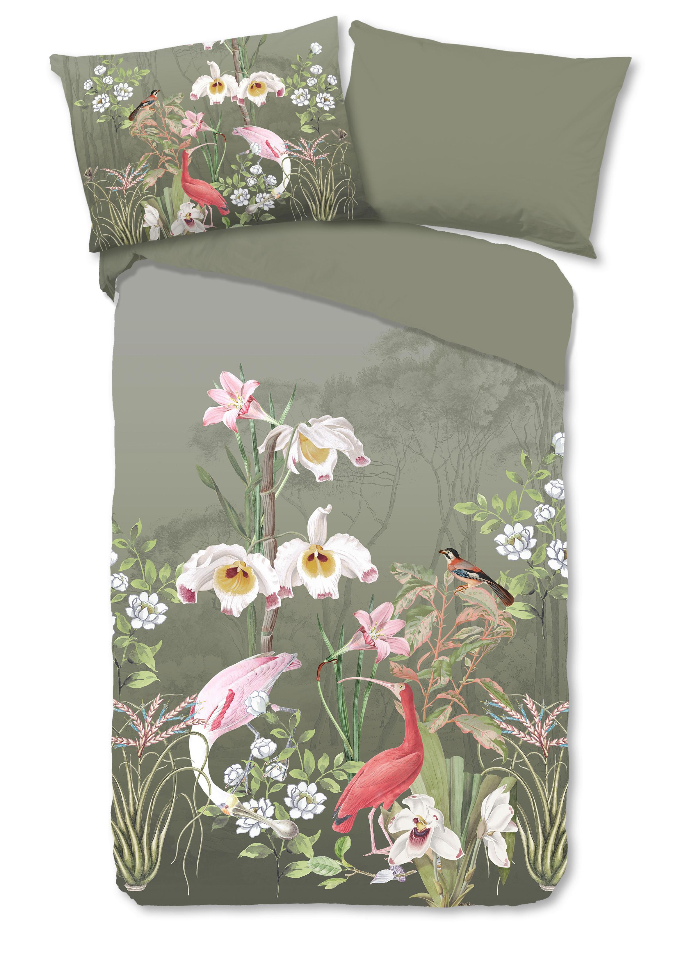 Bettwäsche Lesli  140x200 cm Grün Olivgrün Jadegrün - Jadegrün/Olivgrün, LIFESTYLE, Textil (140/200cm)