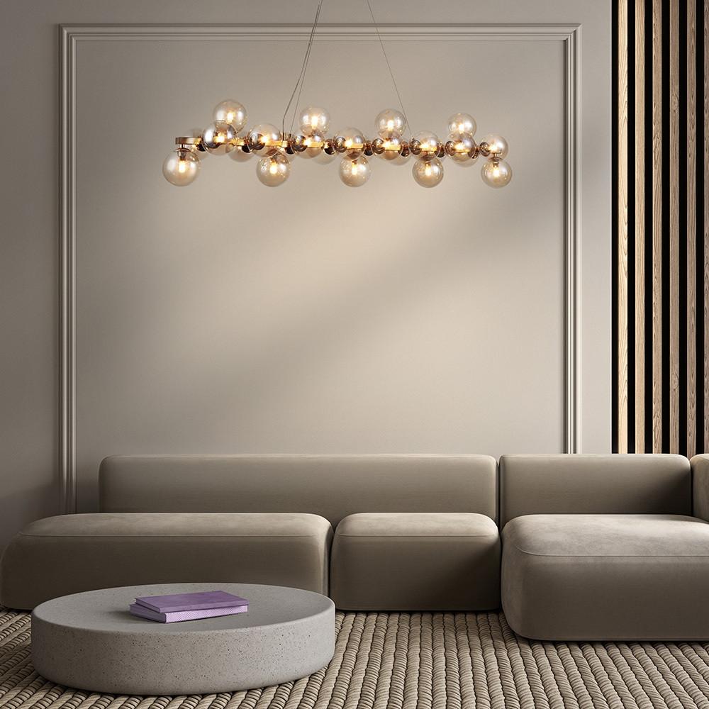 Pendelleuchte Dallas - Goldfarben, Trend, Glas/Metall (23,8/22,8/123,5cm) - MAYTONI