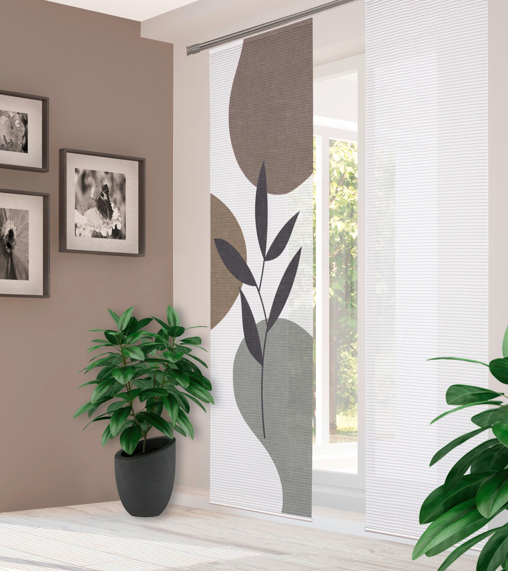 PANELOVÝ ZÁVĚS FRONDA - bílá/šedohnědá, Natur, textil (60/245cm)