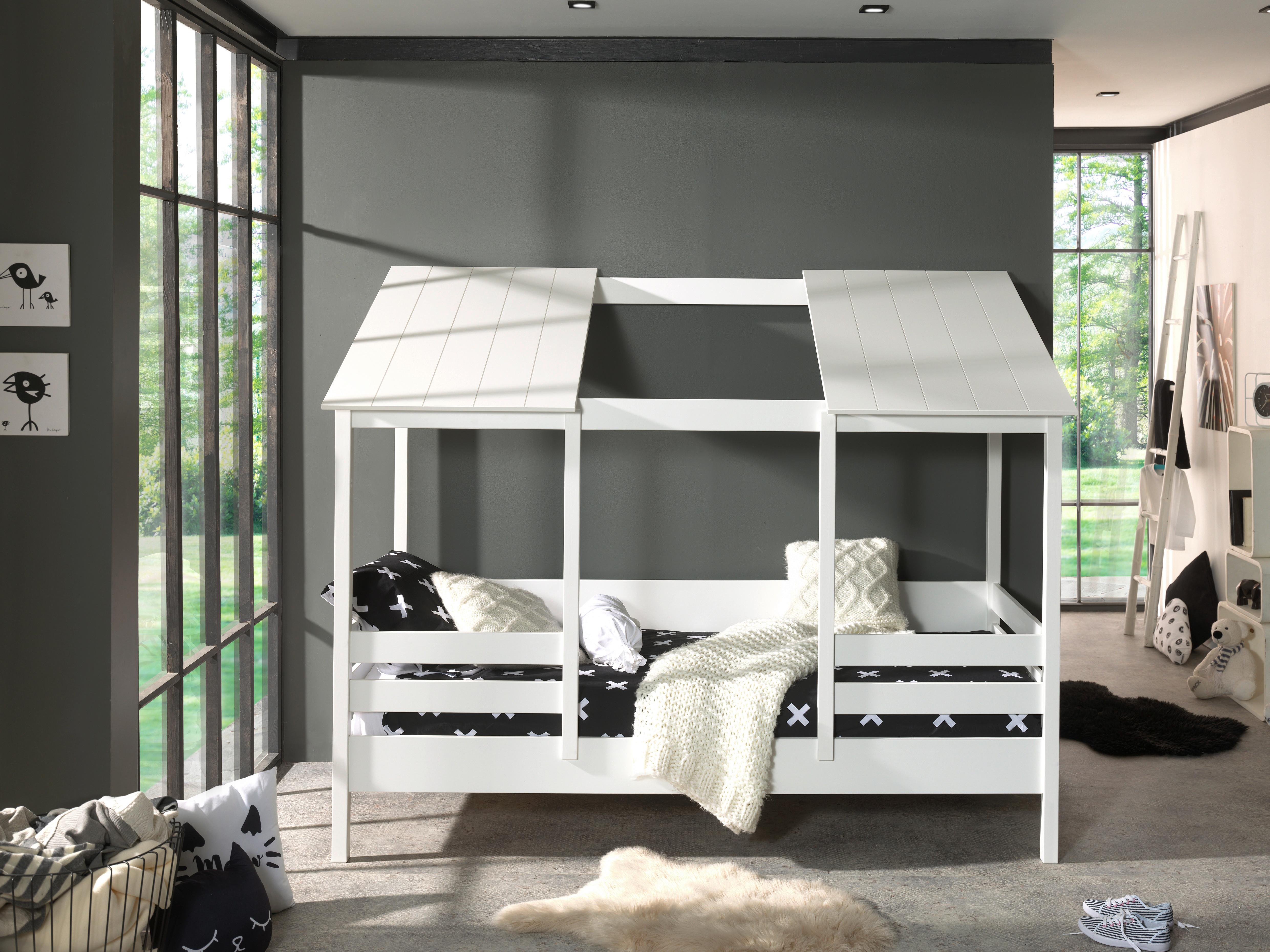 Hausbett 90x200 cm Holzwerkstoff Weiß