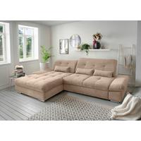 Ecksofa Dalida Hellbraun S: 196x300 cm - Chromfarben/Hellbraun, Design, Textil (196/300cm) - Livetastic