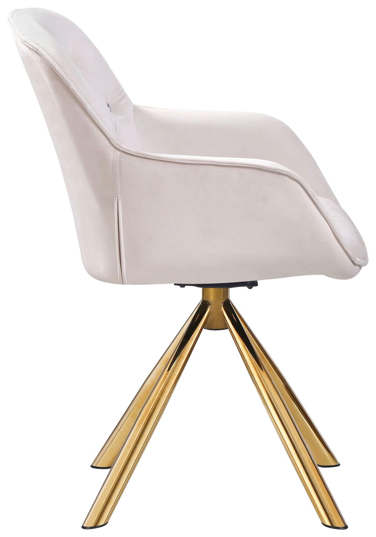 Armlehnstuhl Marilyn Beige Sitzfl. 360° Drehbar, B: 62 Cm - Beige/Goldfarben, KONVENTIONELL, Textil/Metall (62/85/61cm)