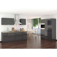 Küchenleerblock Mailand Graphitfarben B: 380cm - Graphitfarben/Sonoma Eiche, MODERN, Holzwerkstoff (380cm) - Held