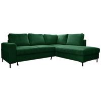 Sedačka LEONIE L, pravá, smaragdovozelený menčester - čierna/smaragdovozelená, Design, kov/drevo (237/197cm)