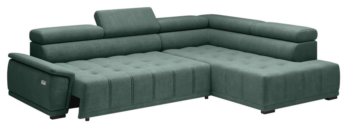 Rohová sedačka GRINALDI, pravá, tmavě zelená - černá/tmavě zelená, Moderní, textil/plast (283/106cm) - Premium Living