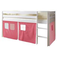 Kinderbett Malte 90x200cm Holz Massiv Weiß/rosa Mit Vorhang - Pink/Rosa, Natur, Holz (90/200cm) - MID.YOU