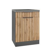 Küchenunterschrank Liverpool Graphit, Eiche Dekor B: 60 cm - Schieferfarben/Eiche Wotan, Basics, Holzwerkstoff (60/86/60cm) - Held