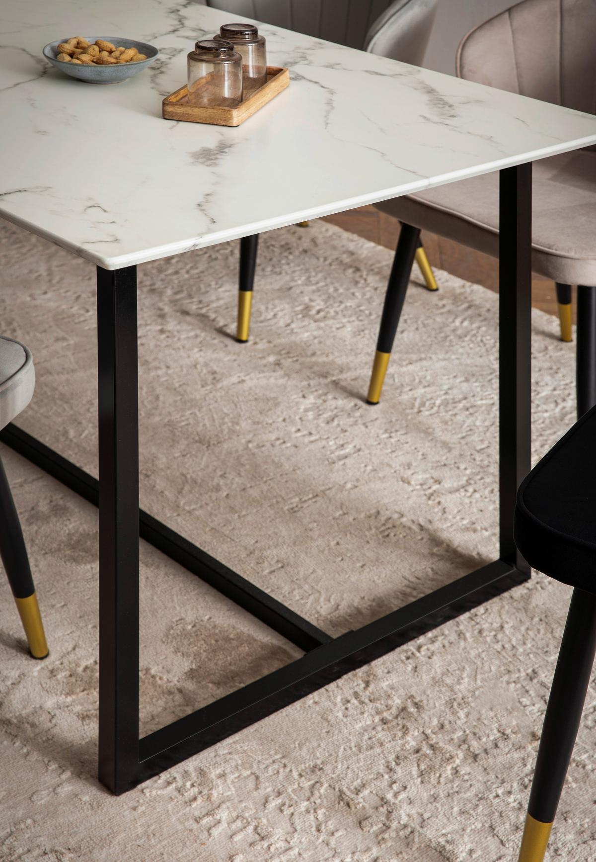 Esstisch Weiß L: 180 cm - Schwarz/Weiß, Design, Holzwerkstoff/Metall (180/90/76cm) - MID.YOU