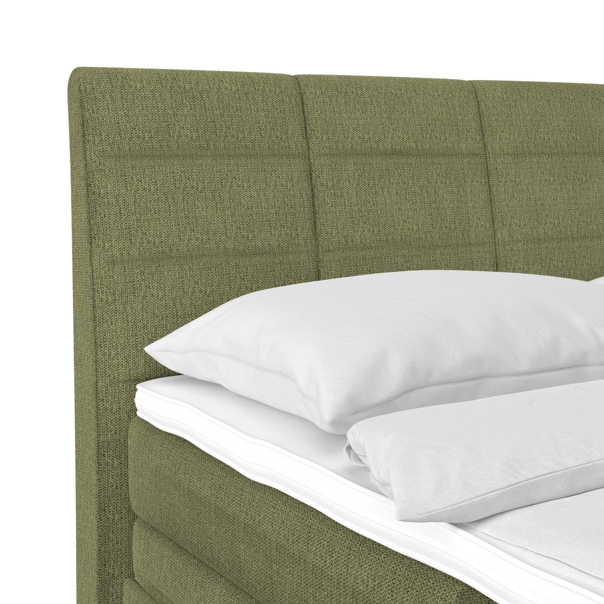 Boxspringbett Libra - Schwarz/Grün, KONVENTIONELL, Textil (160/200cm)