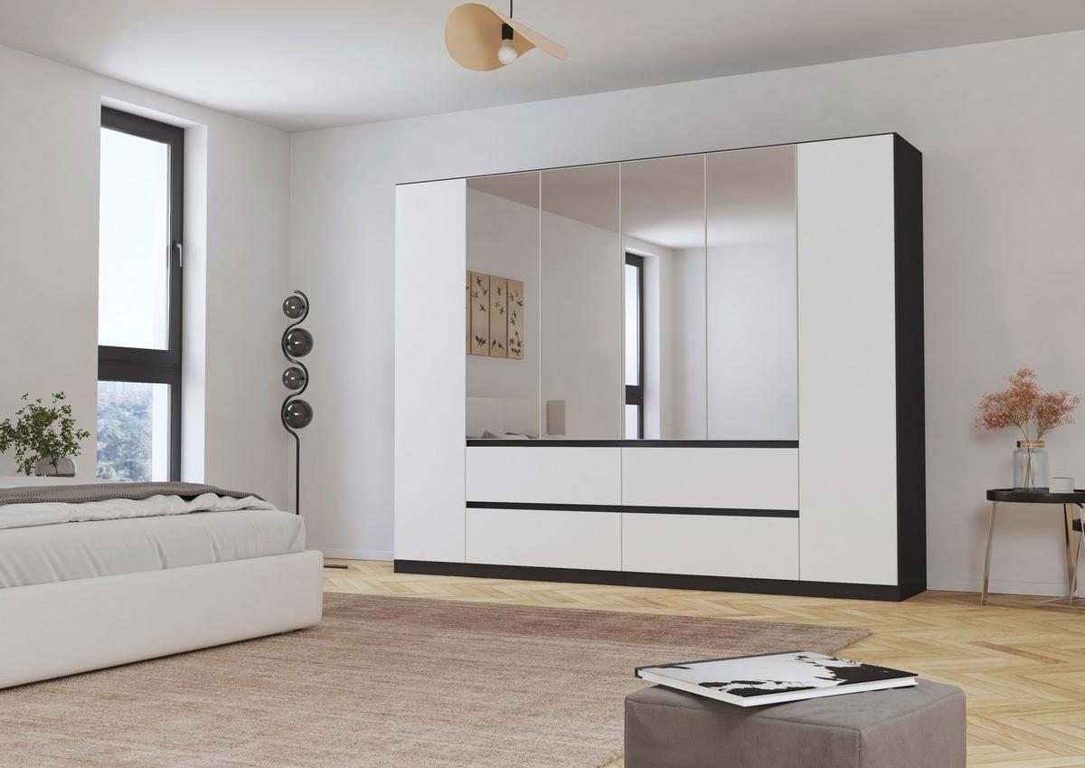 Drehtürenschrank Mainz Grau/weiß B: 271 Cm - Silberfarben/Weiß, Basics, Holzwerkstoff (271/210/54cm) - Rauch Möbel