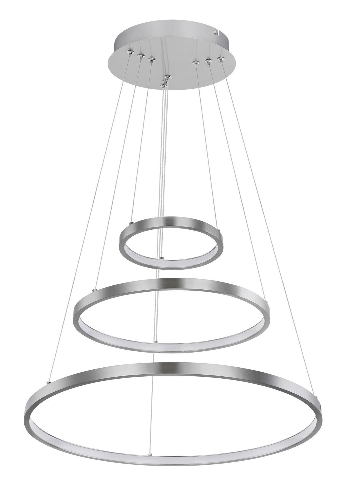 Hängeleuchte Ralph H: 120 cm 1-Flammig, Memory-Funktion - Opal/Nickelfarben, Basics, Kunststoff/Metall (51/120cm) - Globo