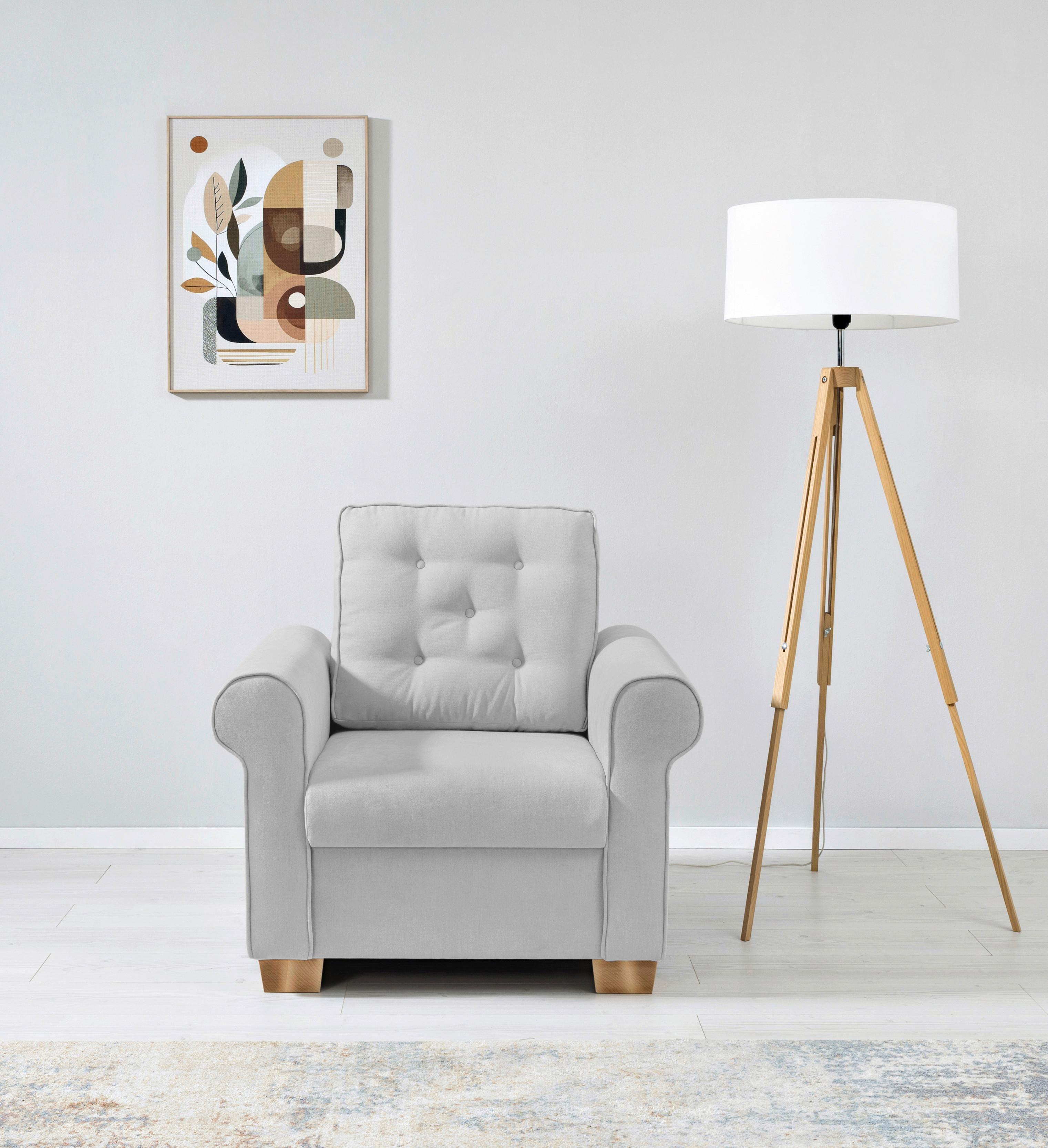 Sessel Arles, Hellgrau 20 B: 93 Cm - Buchefarben/Hellgrau, Design, Textil (93/89/82cm) - MID.YOU