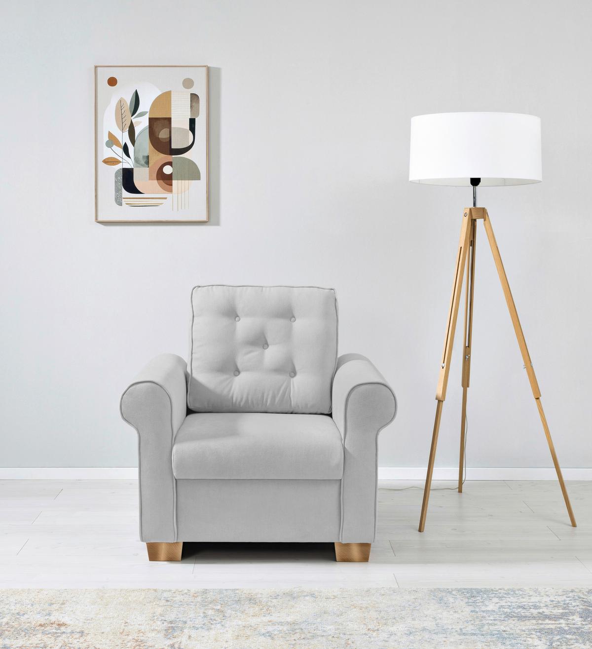 Sessel Arles, Hellgrau 20 B: 93 Cm - Buchefarben/Hellgrau, Design, Textil (93/89/82cm) - MID.YOU