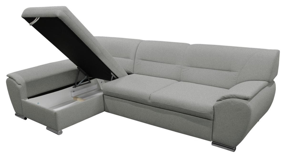 Ecksofa Mit Schlaffunktion Veratti Blau - Silberfarben/Hellgrau, Design, Textil (167/281cm) - MID.YOU