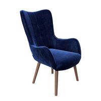 Ohrensessel mit Armlehnen Bridget Samt Blau - Blau/Braun, KONVENTIONELL, Textil (68/99/77cm) - Playboy