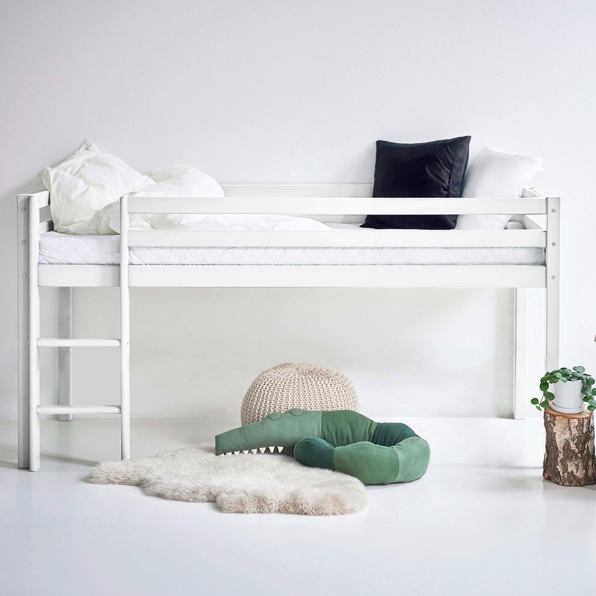 Hochbett Eco Dream Weiß, Lf: 70x160 Cm - Weiß/Naturfarben, MODERN, Holz (70/160cm) - MID.YOU