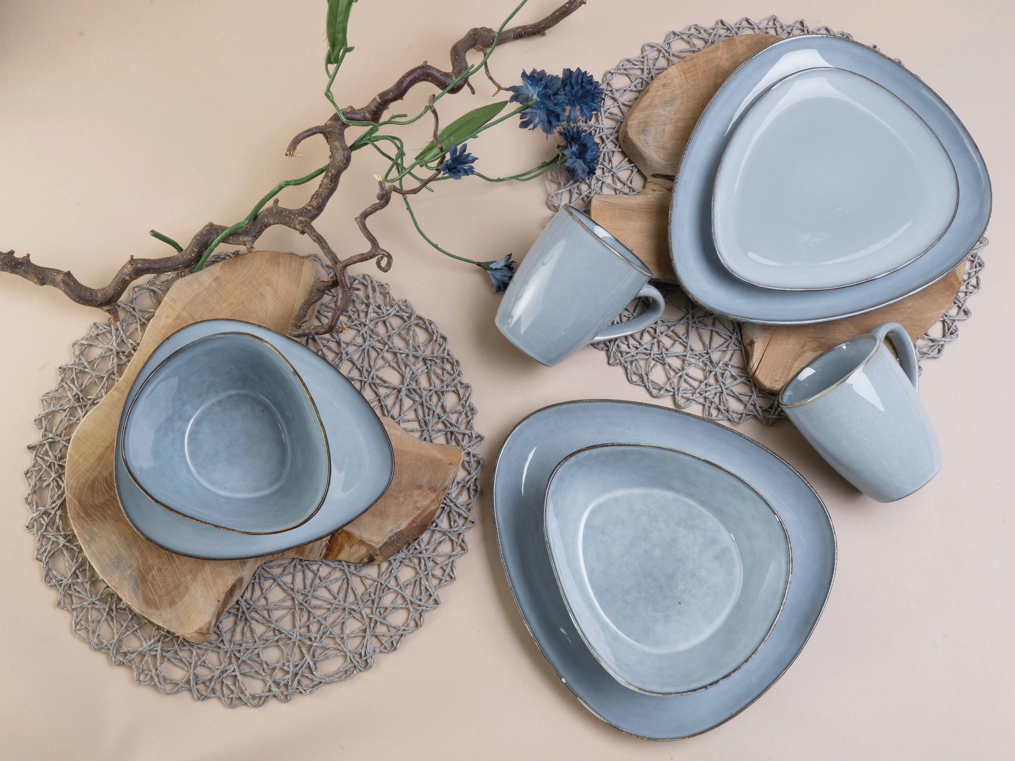 Kombiservice Cloudy 10--Teilig., Pastellblau - Pastellblau, Basics, Keramik - Creatable