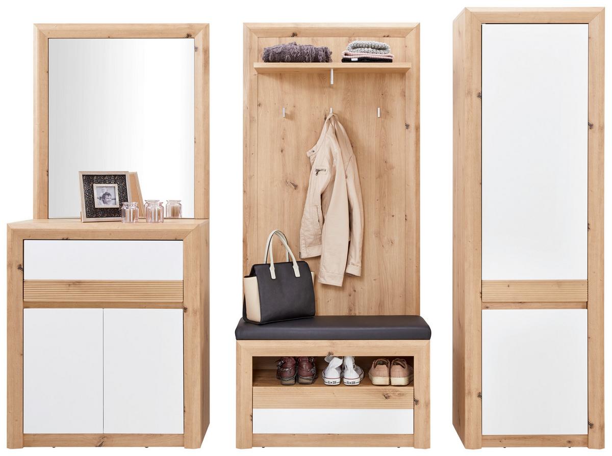 Garderoben-Set Kashmir New Weiß/Eiche Dekor 6--Teilig. - Eichefarben/Weiß, MODERN, Holzwerkstoff (228/192/41cm) - James Wood