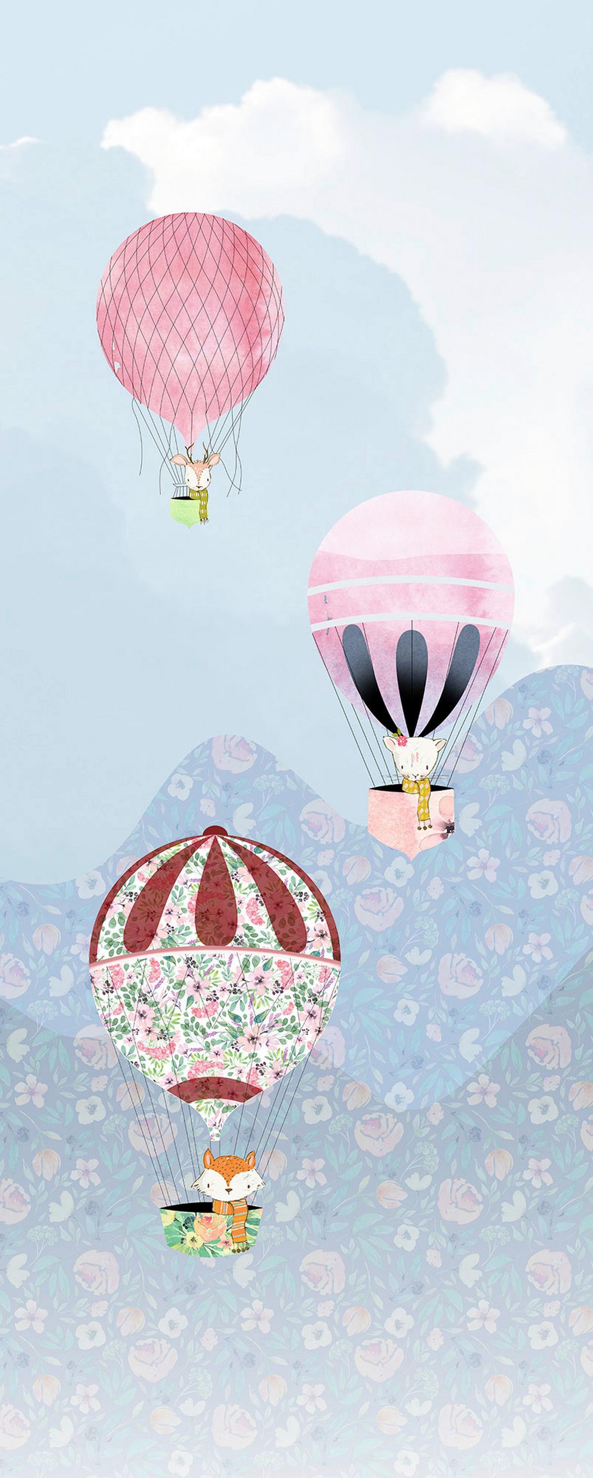 Vliestapete Happy Balloon Panel - Multicolor, Basics (100/250cm) - Komar