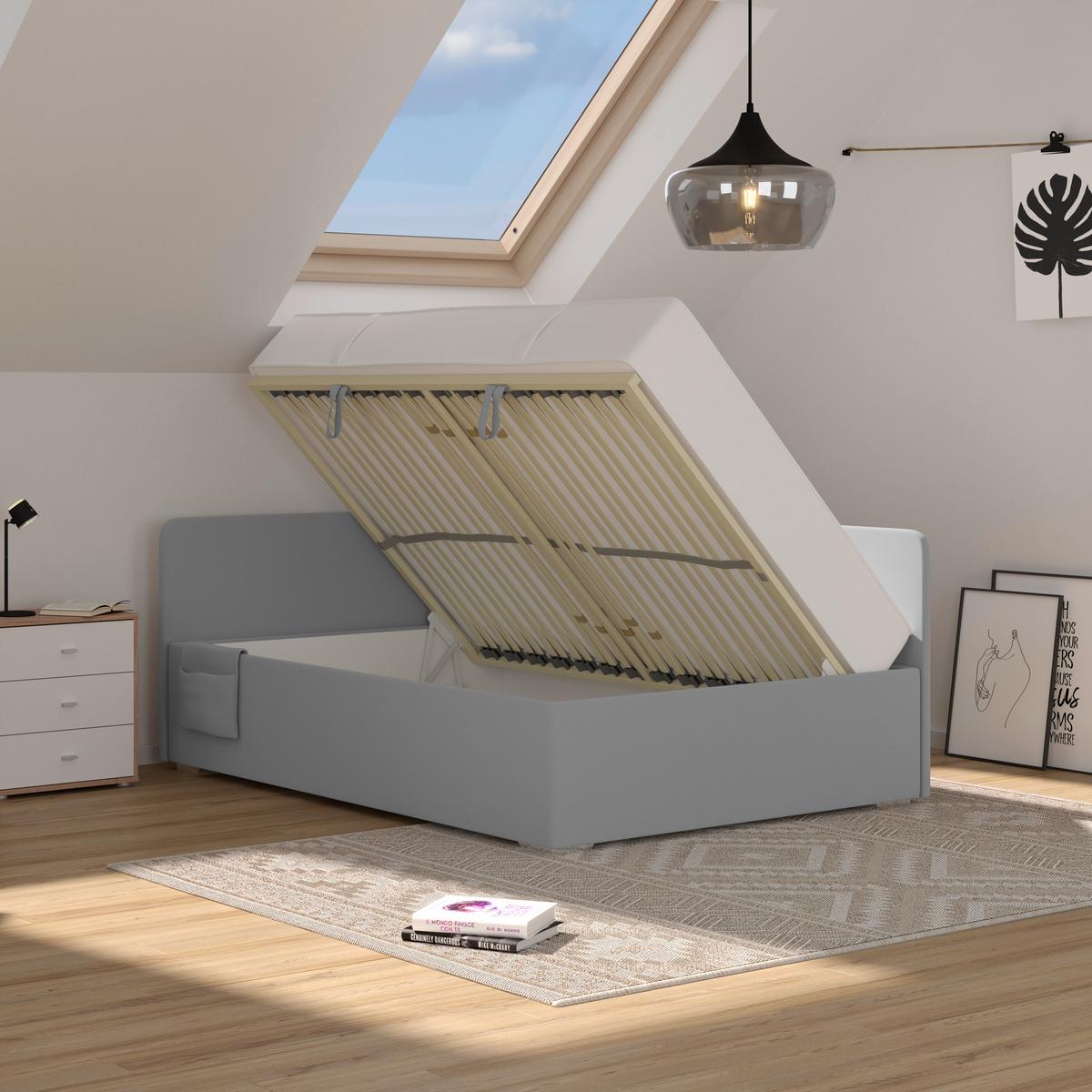 Kárpitozott Ágy Remi 120/200cm - antracit/szürke, Modern, textil/fa (120/200cm)