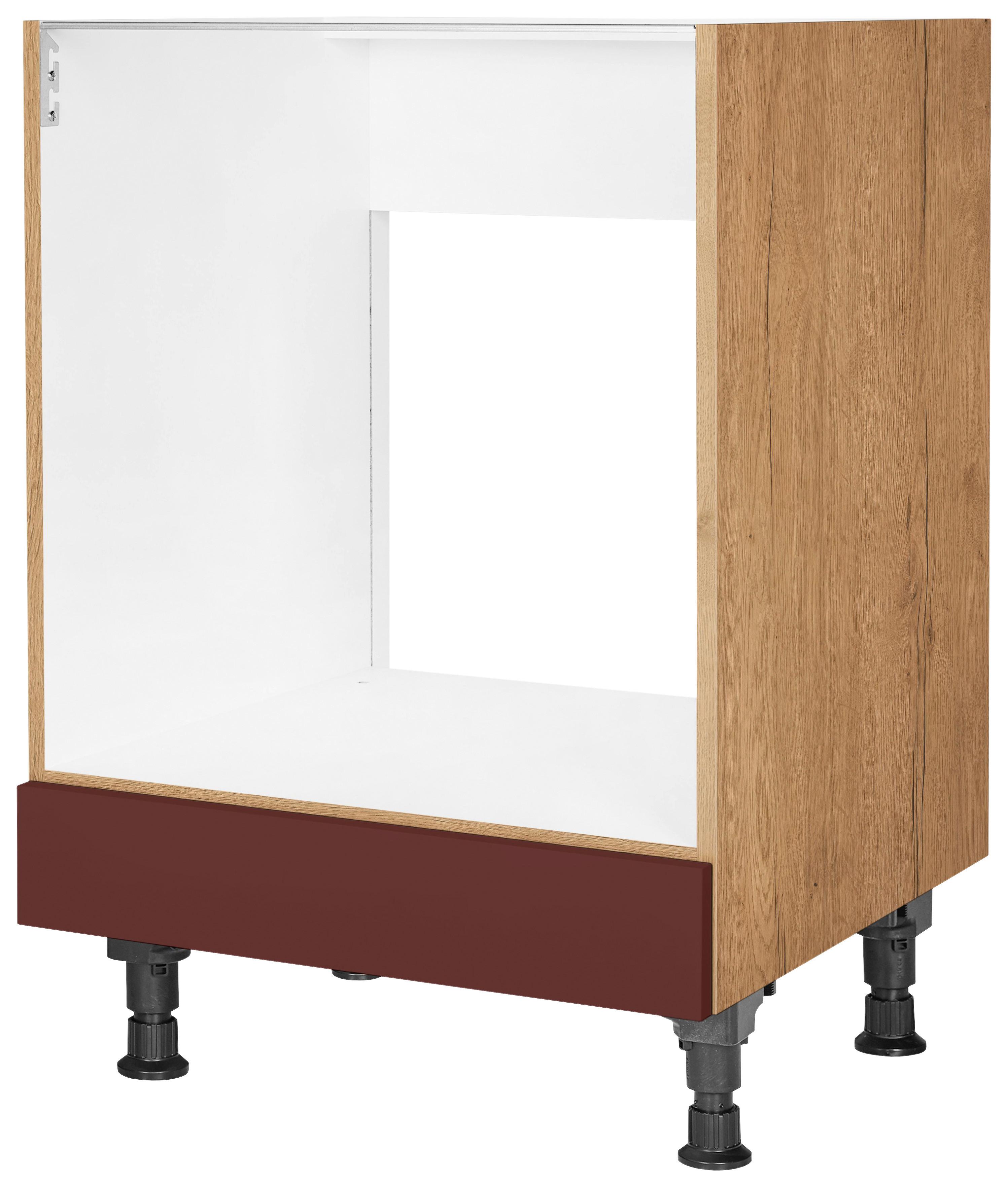 Herdumbauschrank Easytouch - Eichefarben/Rot, MODERN, Holzwerkstoff (60,0/87,0/56,0cm) - Nobilia