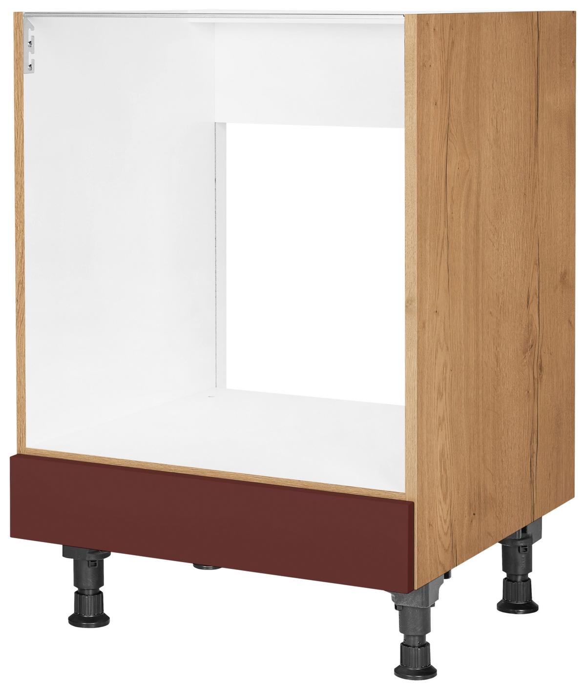 Herdumbauschrank Easytouch - Eichefarben/Rot, MODERN, Holzwerkstoff (60,0/87,0/56,0cm) - Nobilia