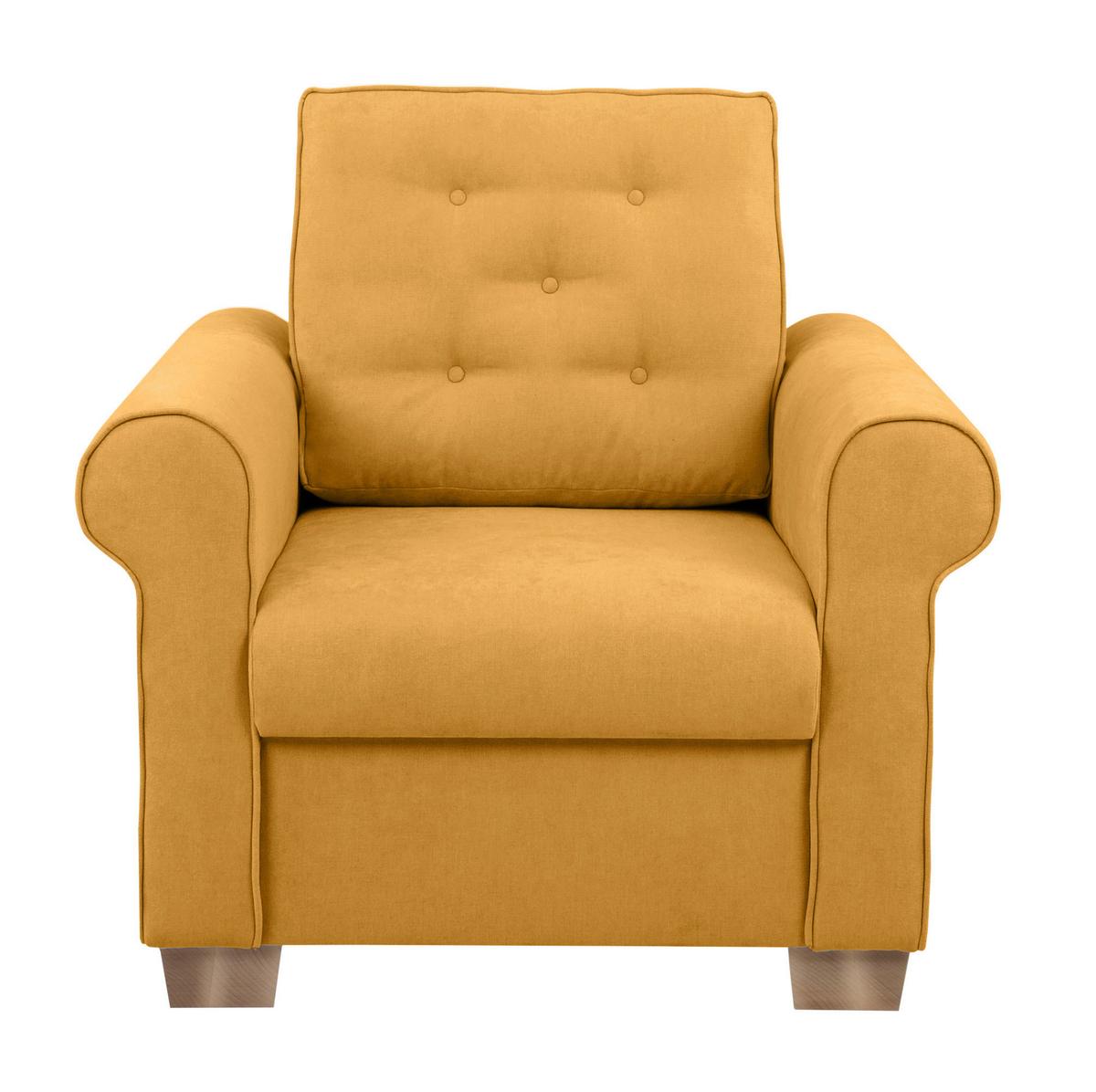 Sessel Arles, Gelb 40 B: 93 Cm - Gelb/Buchefarben, Design, Textil (93/89/82cm) - MID.YOU