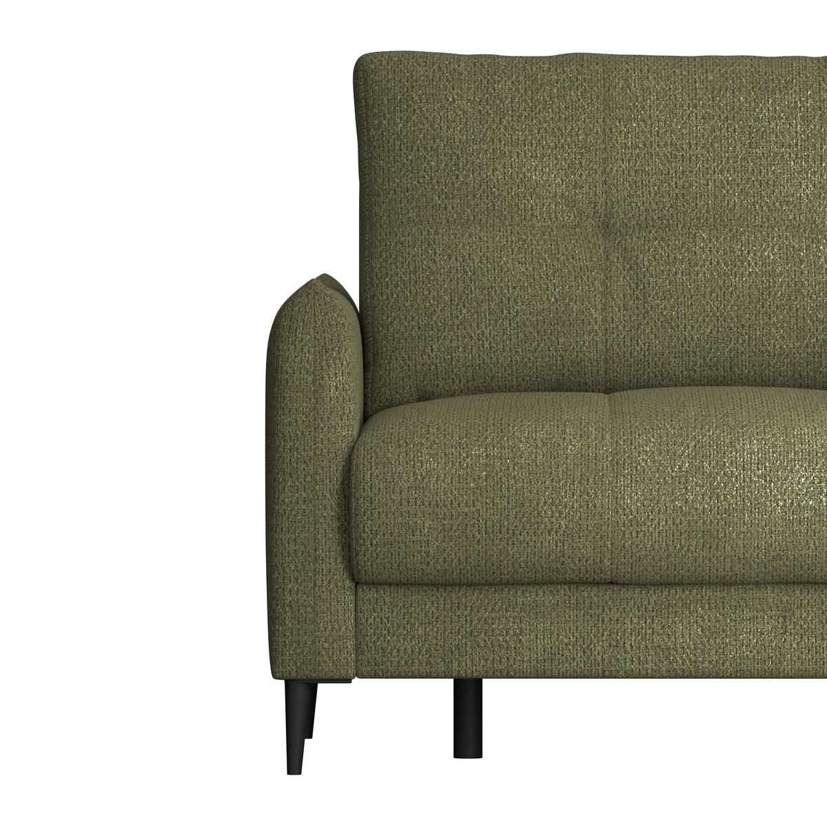 Ecksofa Polis Webstoff grün, 221x142cm - Schwarz/Grün, Trend, Textil (221/142cm) - Ondega