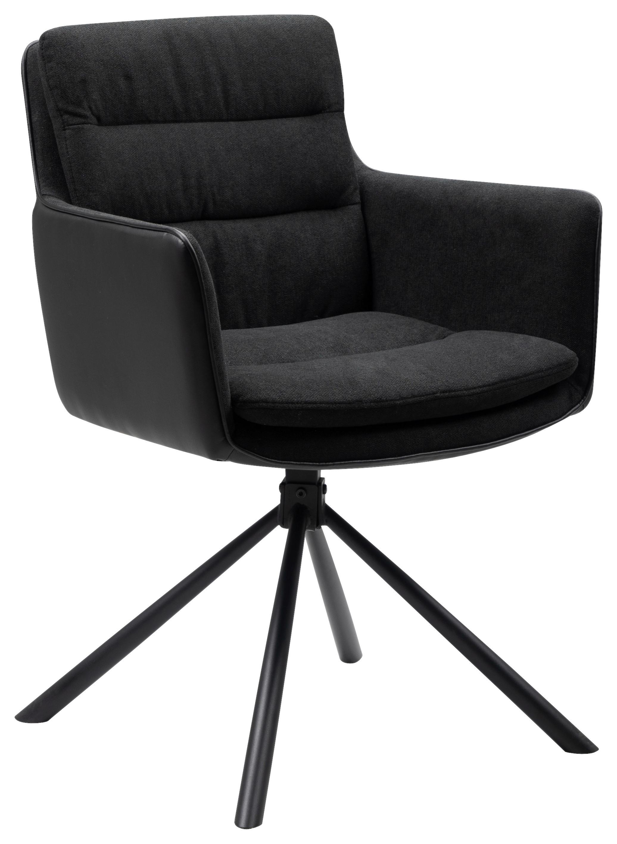 Armlehnstuhl Logan Anthrazit/Schwarz drehbar - Anthrazit/Schwarz, KONVENTIONELL, Holzwerkstoff/Textil (59/88/63cm) - MID.YOU