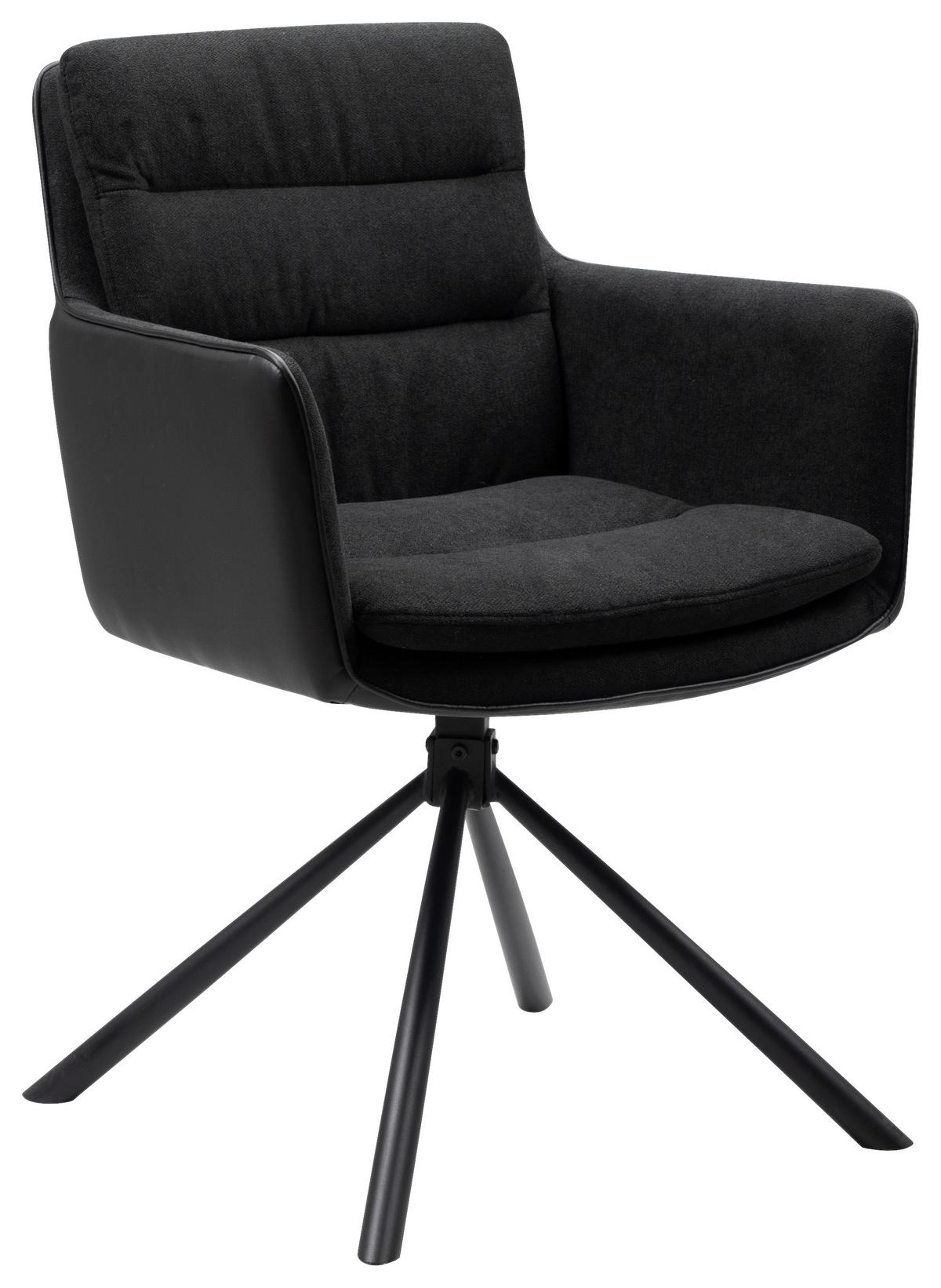 Armlehnstuhl Logan Anthrazit/Schwarz drehbar - Anthrazit/Schwarz, KONVENTIONELL, Holzwerkstoff/Textil (59/88/63cm) - MID.YOU