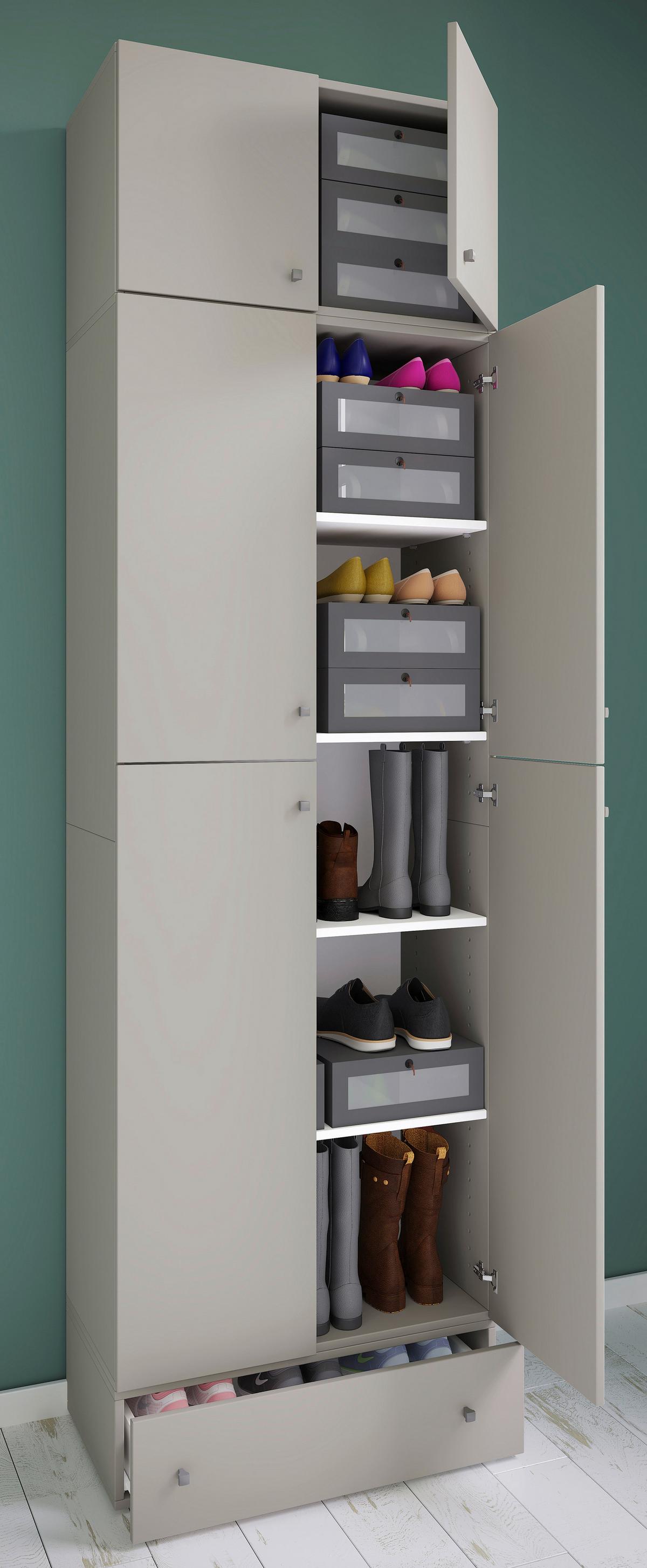 Schuhschrank Lona XXL Grau B: 70 cm - Schwarz/Grau, MODERN, Holzwerkstoff (70/240/39cm) - MID.YOU