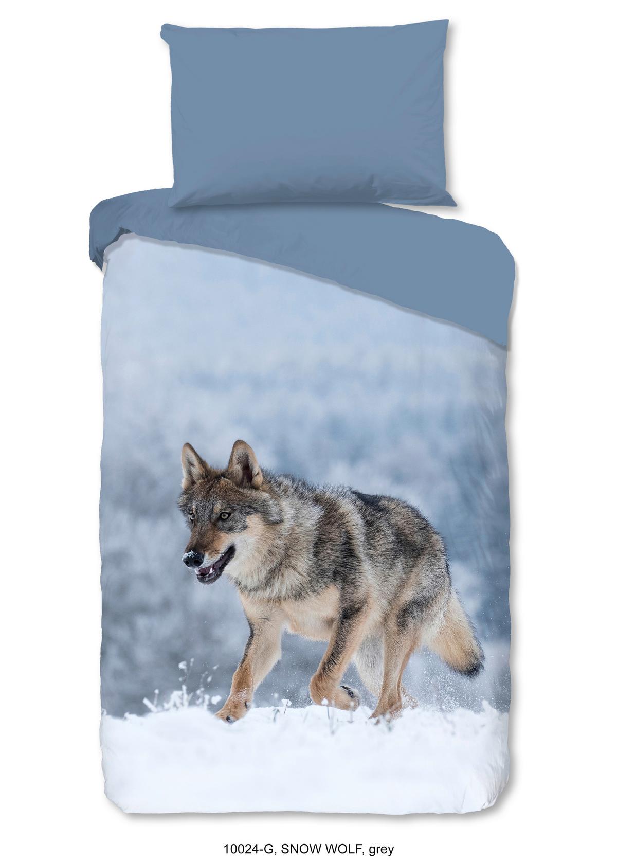 Bettwäsche 140x200 Cm Schneewolf Naturfasesr Grau - Grau, Basics, Textil (140/200cm)