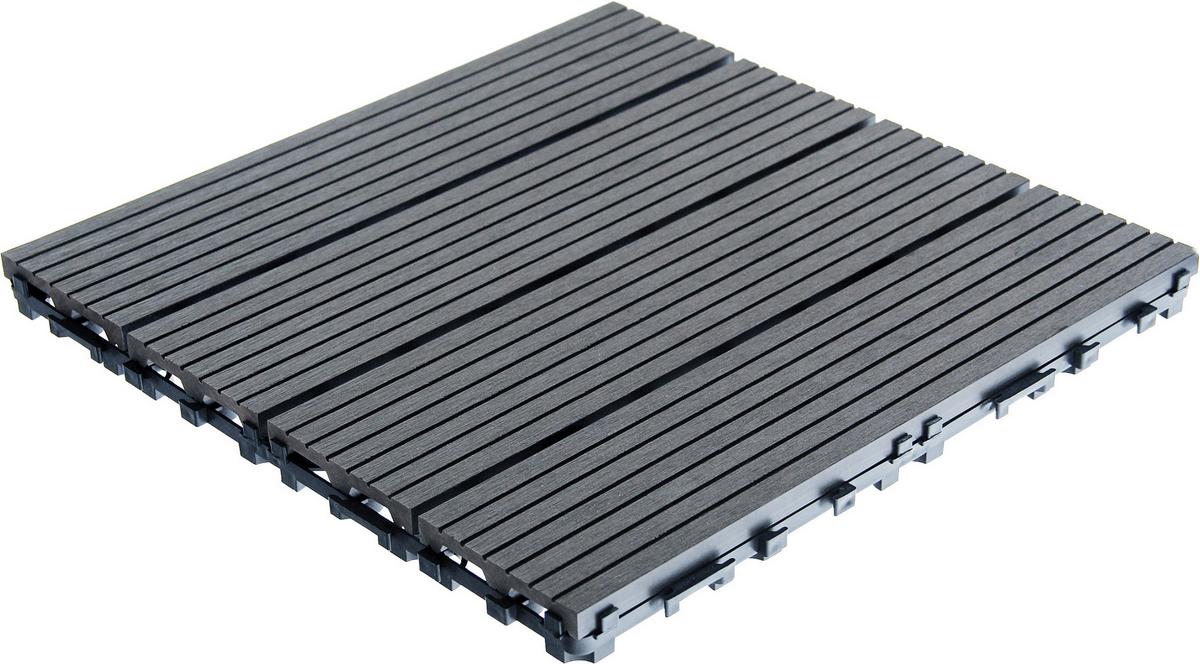 TERRASSENFLIESE NOAH 9ER-SET - Anthrazit, Basics, Holzwerkstoff/Kunststoff (30/30/2,2cm) - Beldano