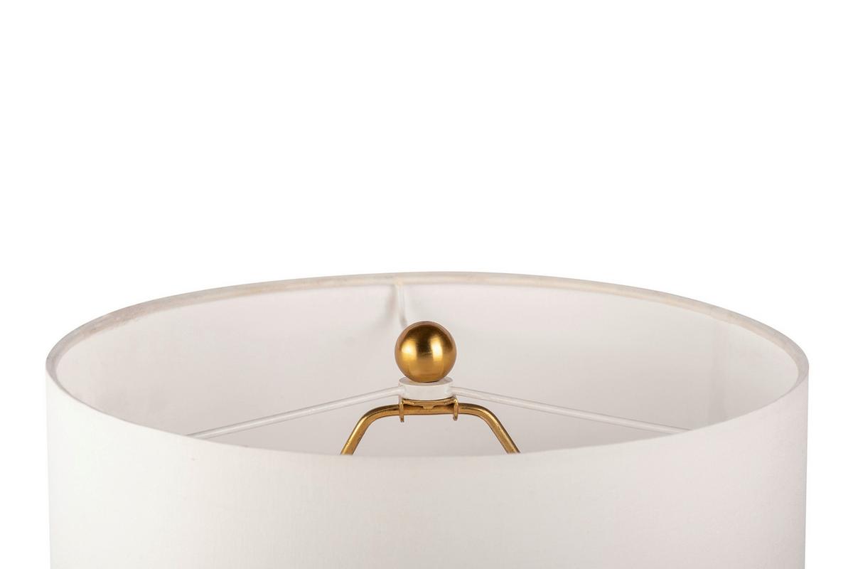 Tischleuchte Ceres 100 Weiß/goldfarben B: 31 Cm - Goldfarben/Weiß, Basics, Textil/Stein (31/31/54cm) - Kayoom