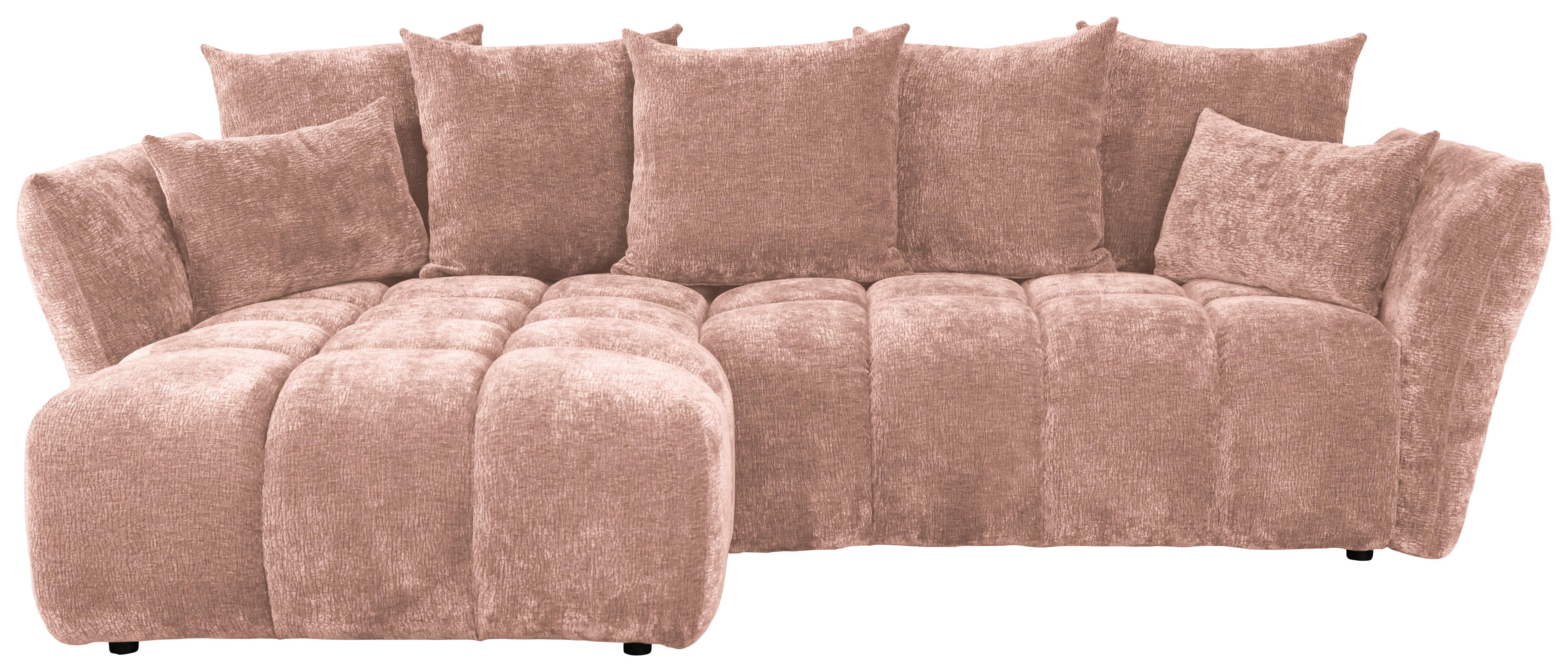 Univerzálna sedačka CAMMELLIO, ružová ženilka, 7 vankúšov - čierna/ružová, Modern, textil (296/75-95/189cm) - Mömax